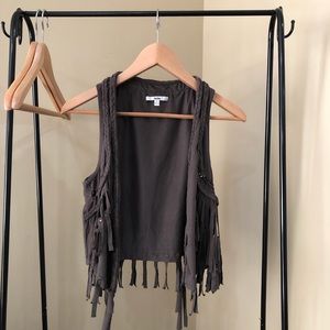 Papaya suede indie vest